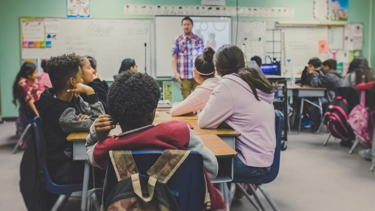 Students taking part in a classroom discussion with an instructor.