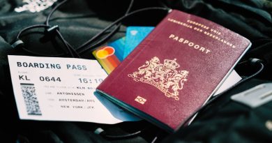 Passport and travel documents prepared for an international trip.