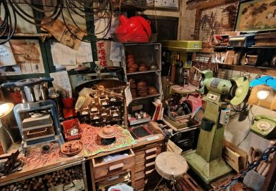 An old workshop with tools, representing a hidden phone discovered among a father's belongings.